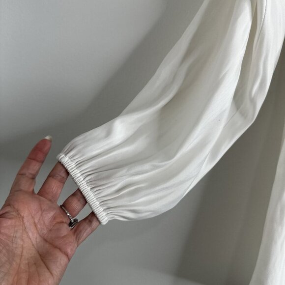 Ramy Brook Blouse Womens M/L White Cold Shoulder Lace Trim Long Sleeve Top - Picture 4 of 11